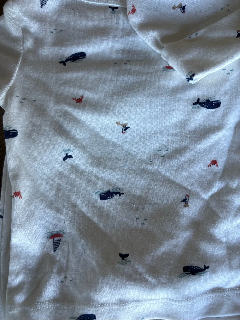 Carter's Cream Baby Pajama Set with Navy & Coral Whale Accents